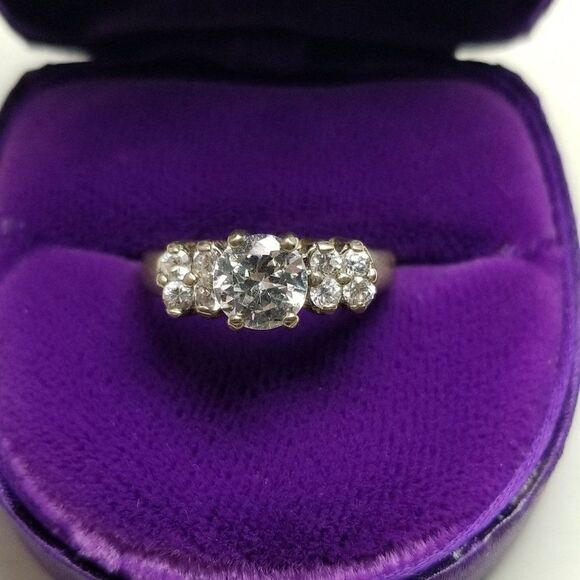 Vintage Sterling Silver Sparkly Rhinestone Cluster Ring, Size 7 1/2 Band, Estate - Picture 5 of 9